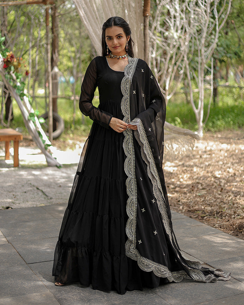 Shreeprada black georgette anarkali gown set