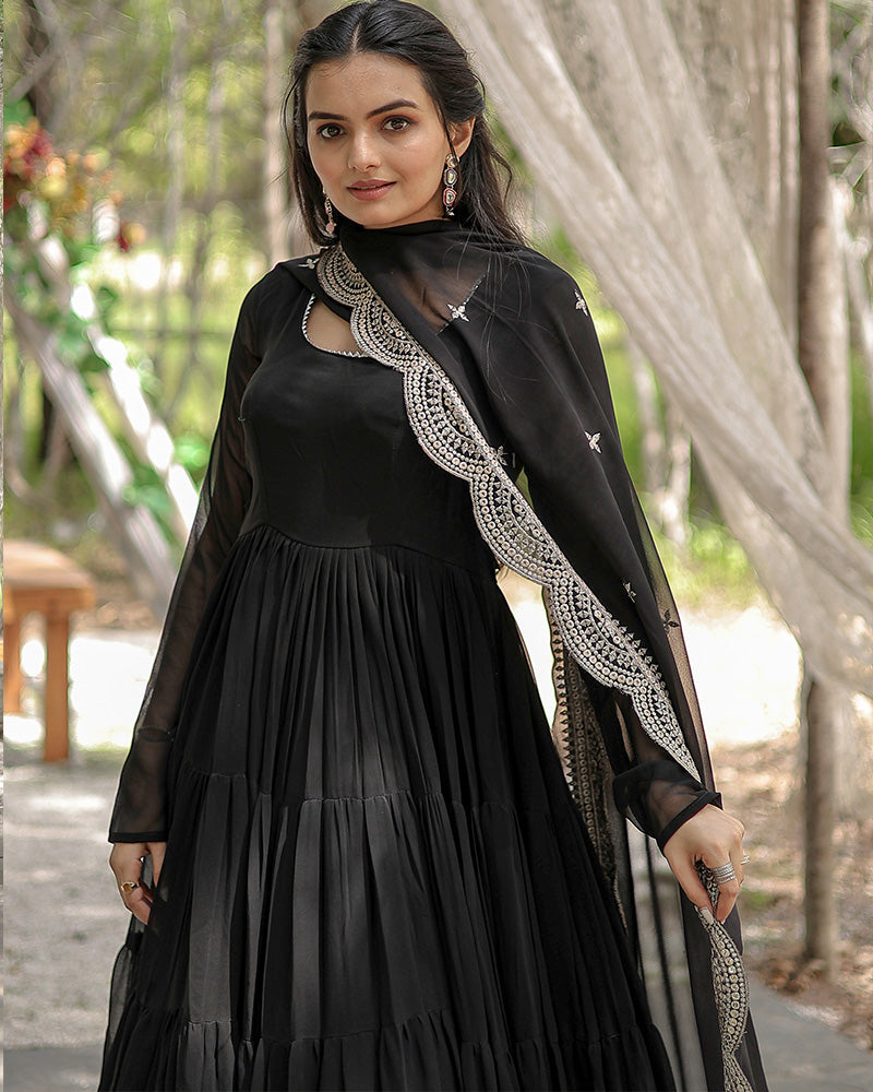 Shreeprada black georgette anarkali gown set