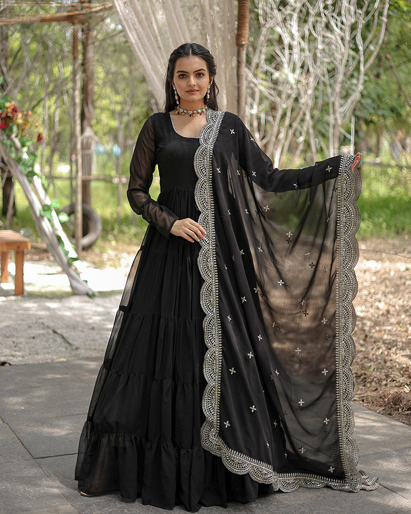 Shreeprada black georgette anarkali gown set