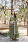 Green georgette Shreeprada designer Anarkali gown