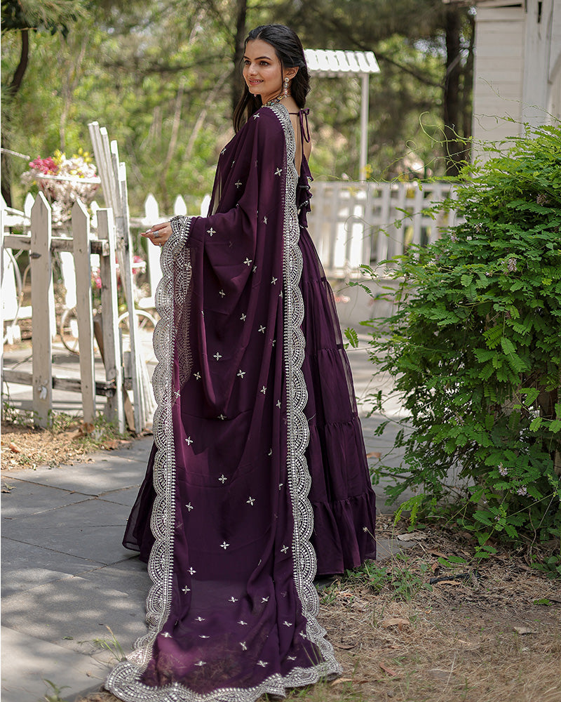 Shreeprada wine georgette anarkali gown set