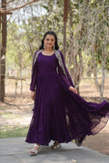 Purple georgette Shreeprada designer Anarkali gown