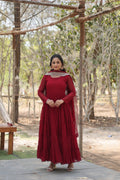 Shreeprada red georgette Anarkali gown set