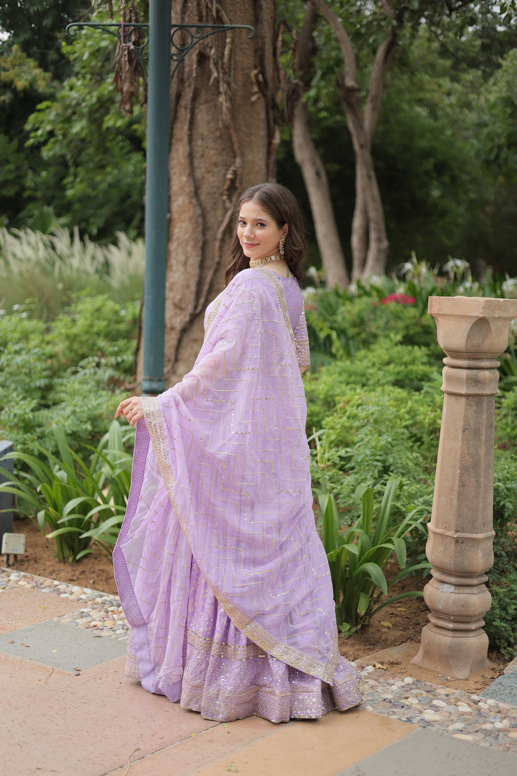 Shrinika lavender viscose jacquard sequins embroidered lehenga set
