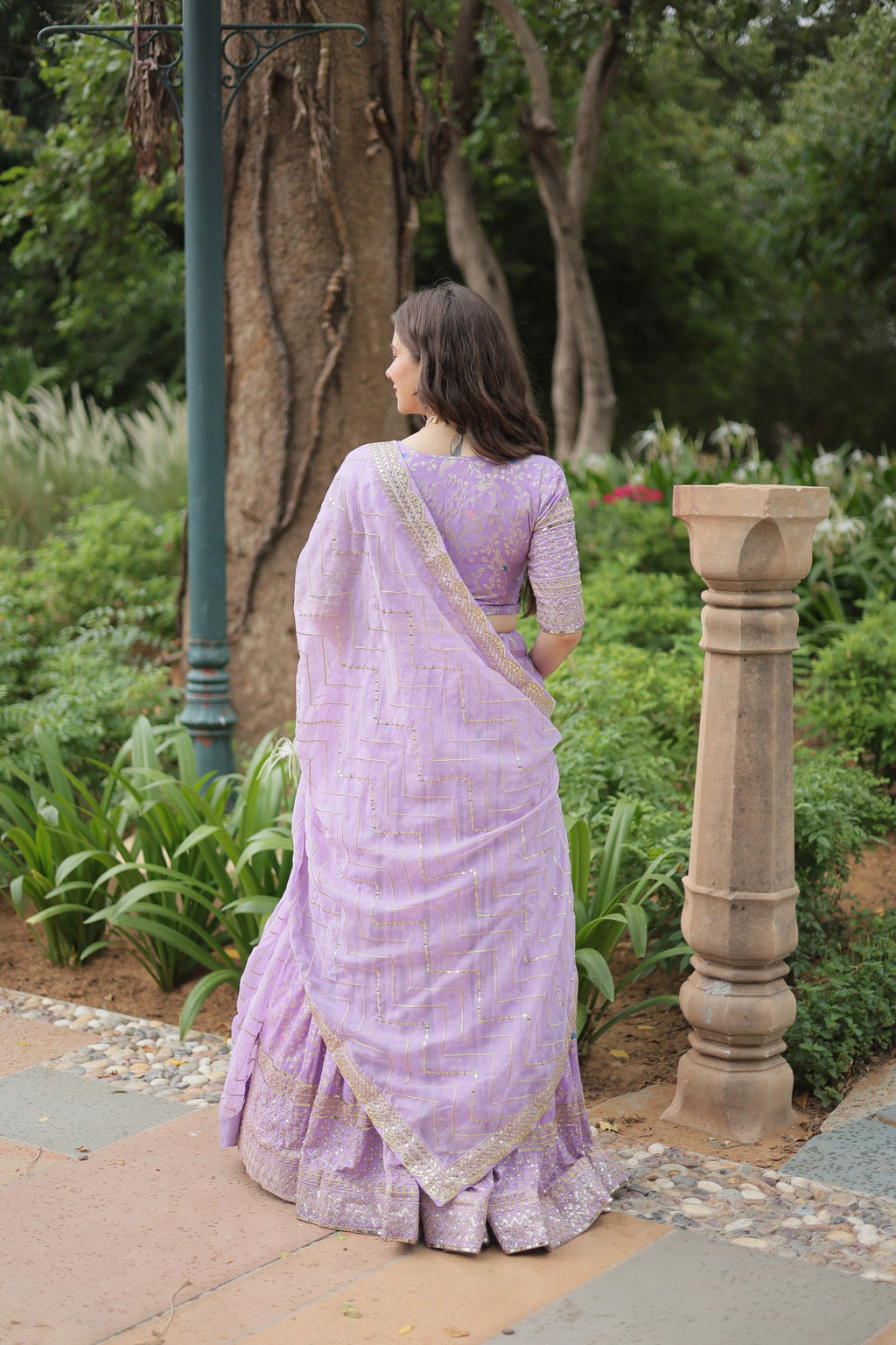 Shrinika lavender viscose jacquard sequins embroidered lehenga set