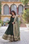 Shruti Green Embroidered Flared Anarkali Gown Set