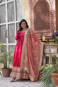 Shruti Pink Embroidered Flared Anarkali Gown Set