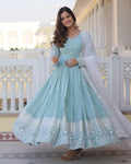 Amriteshwari Sky Blue Georgette Anarkali Gown Set