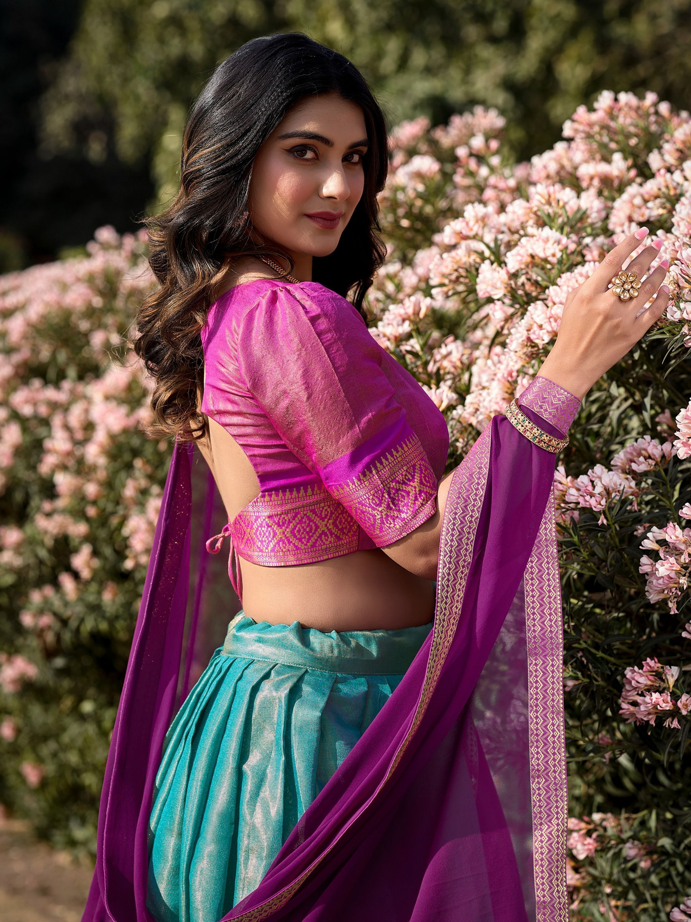 Sky Blue Kanchipuram Silk Zari Weaving Work Traditional Lehenga Choli