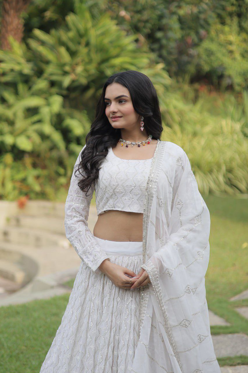 Snow queen embroidered georgette lehenga