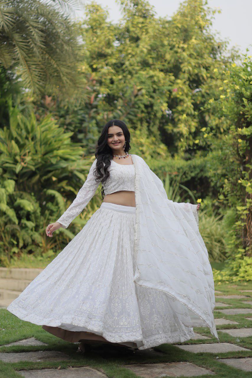 Snow queen embroidered georgette lehenga