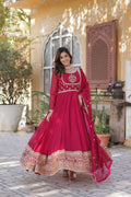 Soumi Pink Georgette Embroidered Anarkali Gown Set