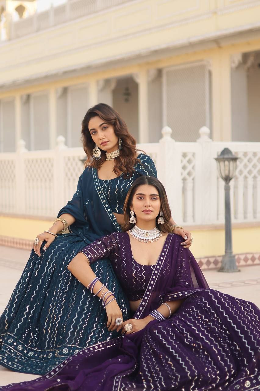 Nitya purple sequins embroidered lehenga set