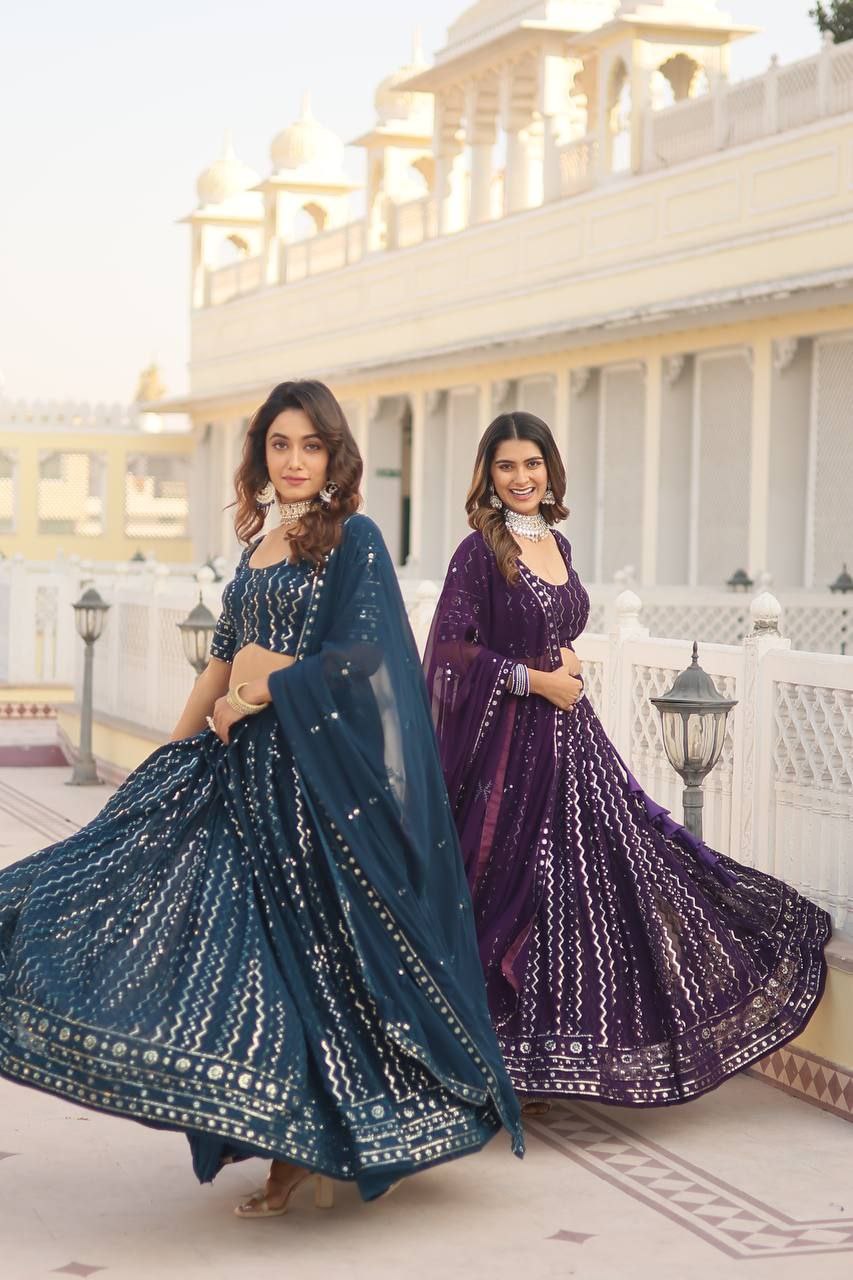 Nitya purple sequins embroidered lehenga set