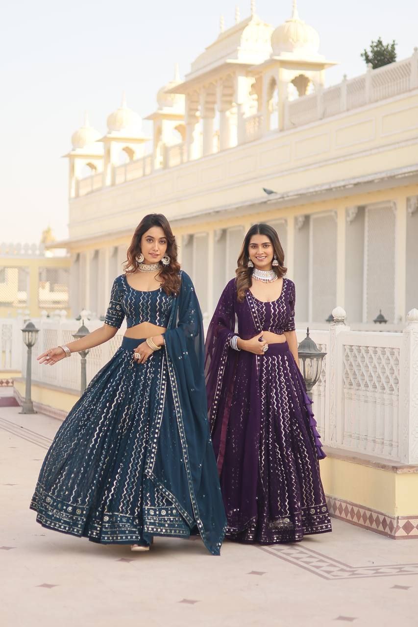 Nitya purple sequins embroidered lehenga set