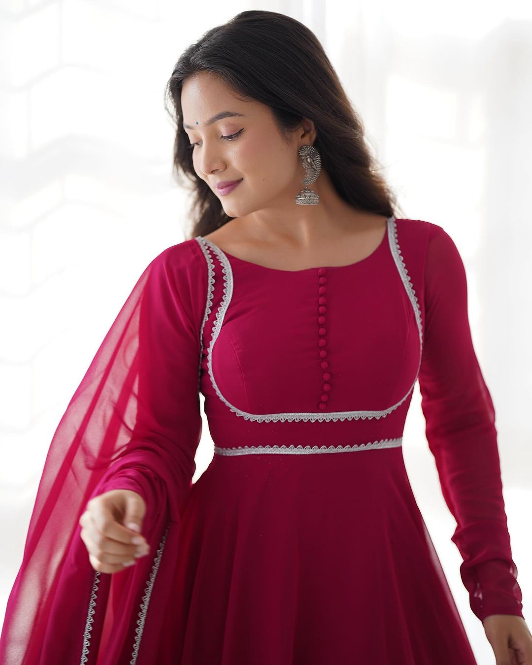 Pink georgette Srinika designer Anarkali suit