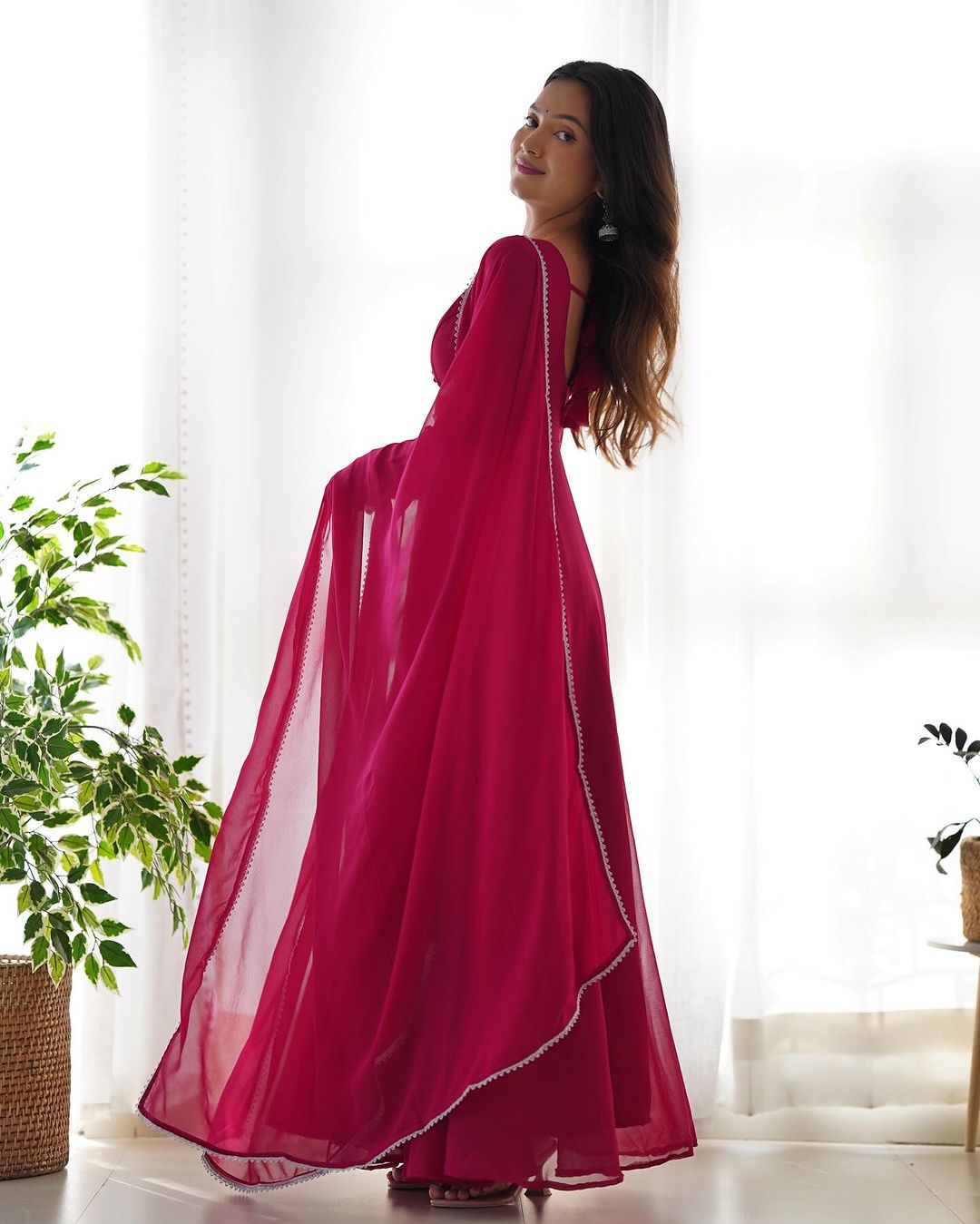 Pink georgette Srinika designer Anarkali suit