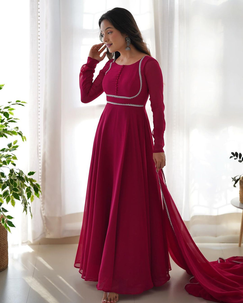 Pink georgette Srinika designer Anarkali suit