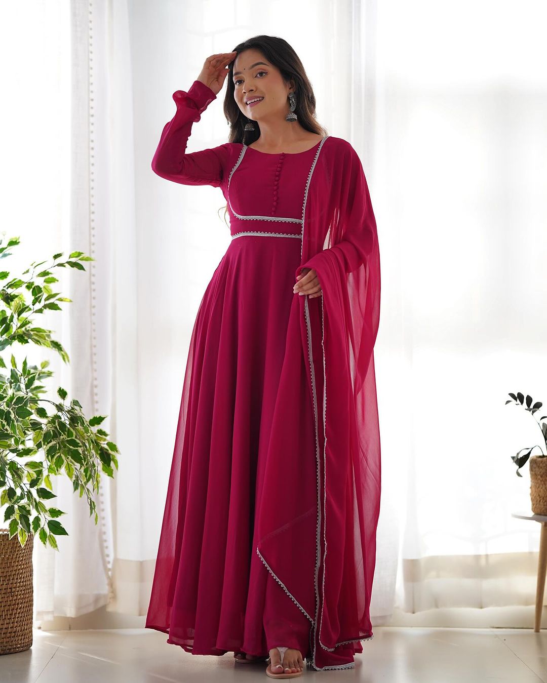 Pink georgette Srinika designer Anarkali suit