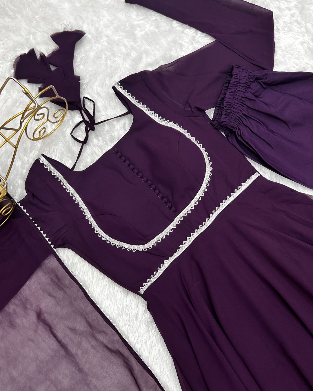 Wine georgette Srinika designer Anarkali suit