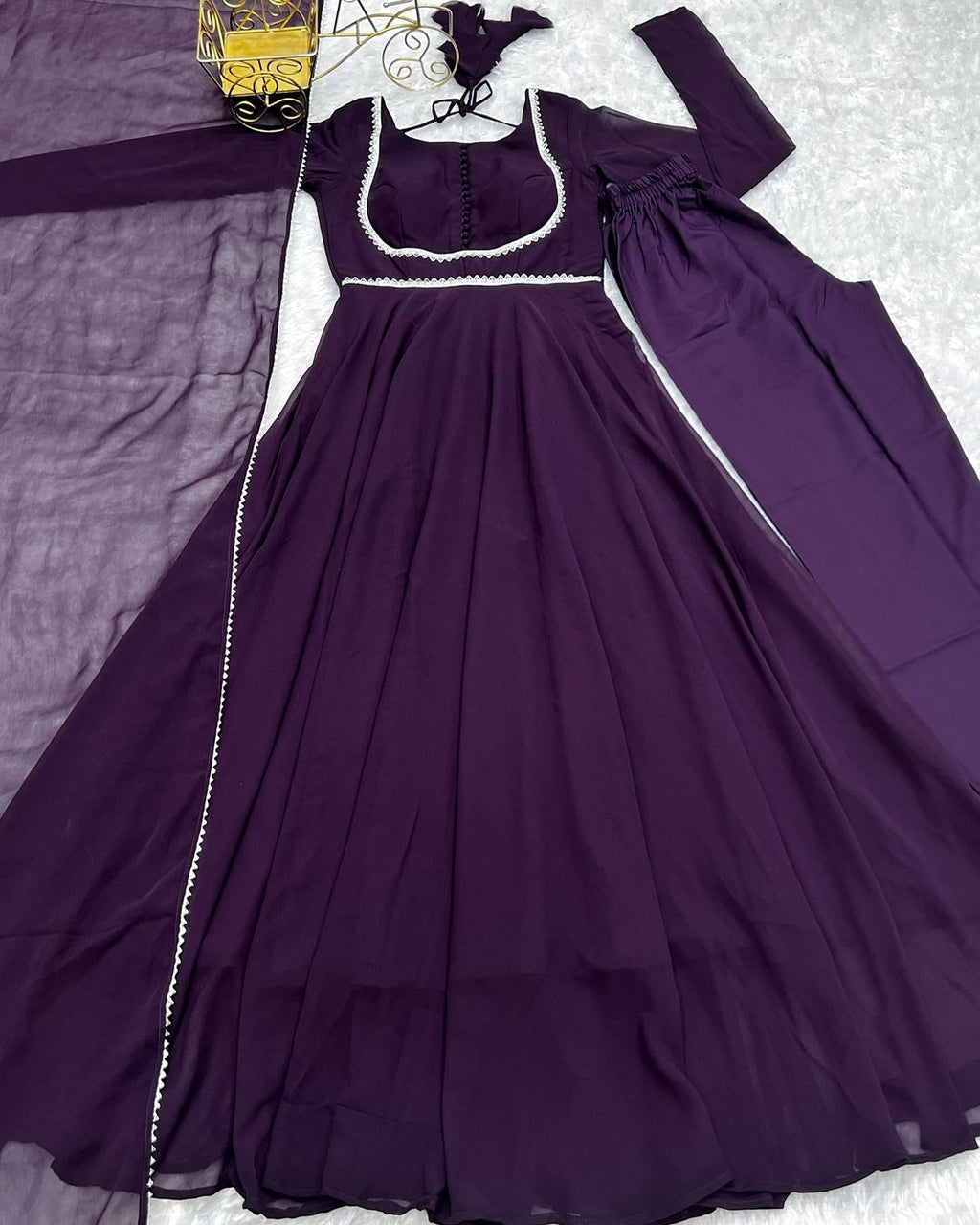 Wine georgette Srinika designer Anarkali suit