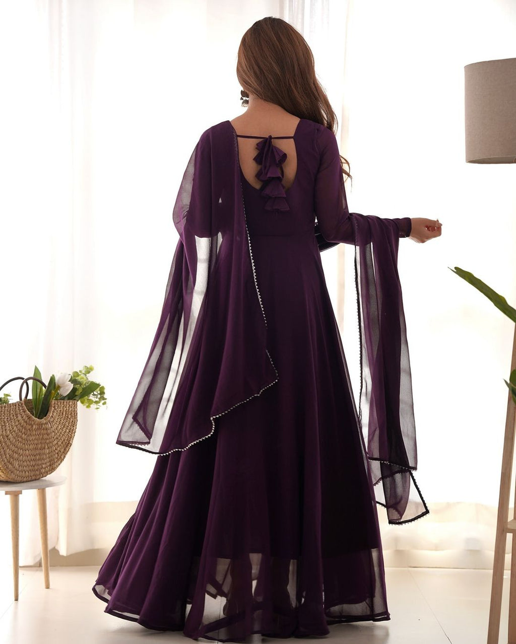 Wine georgette Srinika designer Anarkali suit