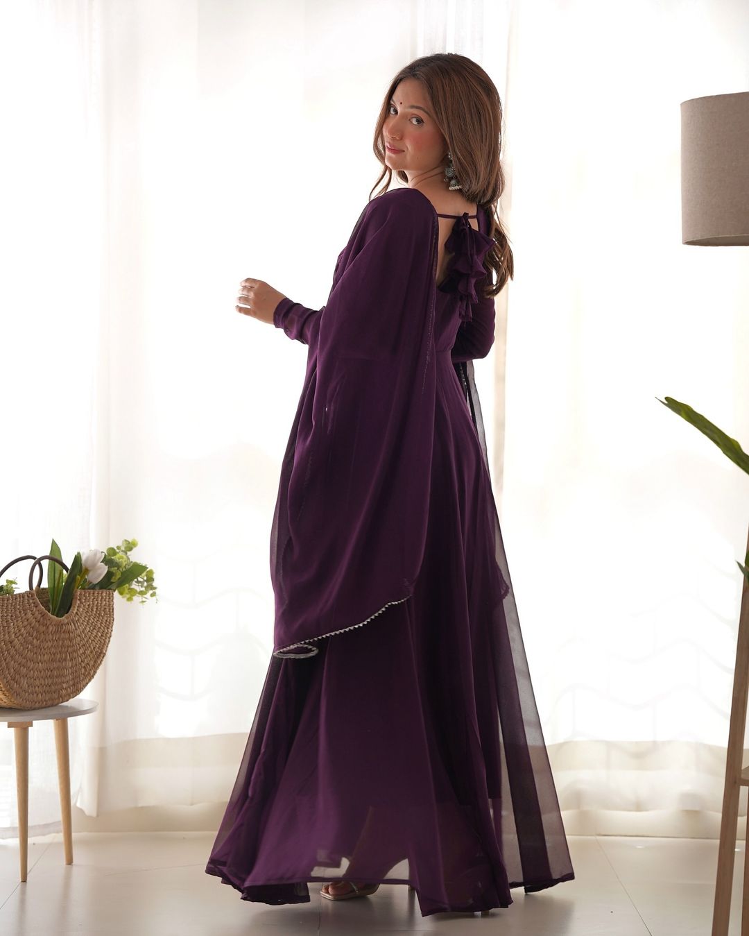 Wine georgette Srinika designer Anarkali suit