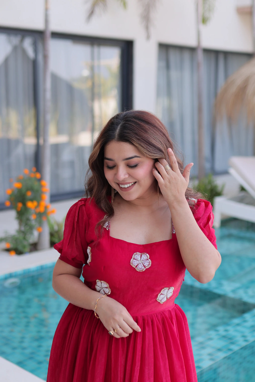 Sruvika Pink Color Fendi Silk With Beads Embroidered Work Gown