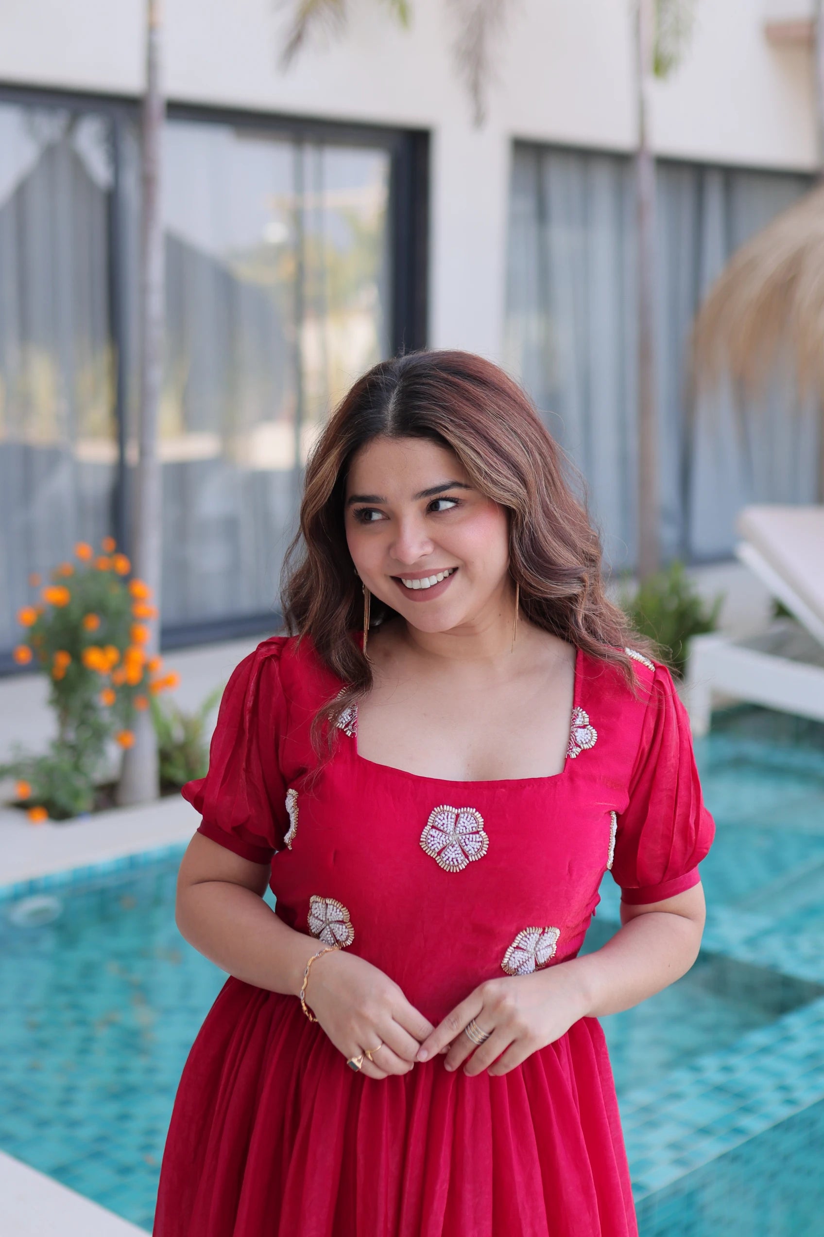 Sruvika Pink Color Fendi Silk With Beads Embroidered Work Gown