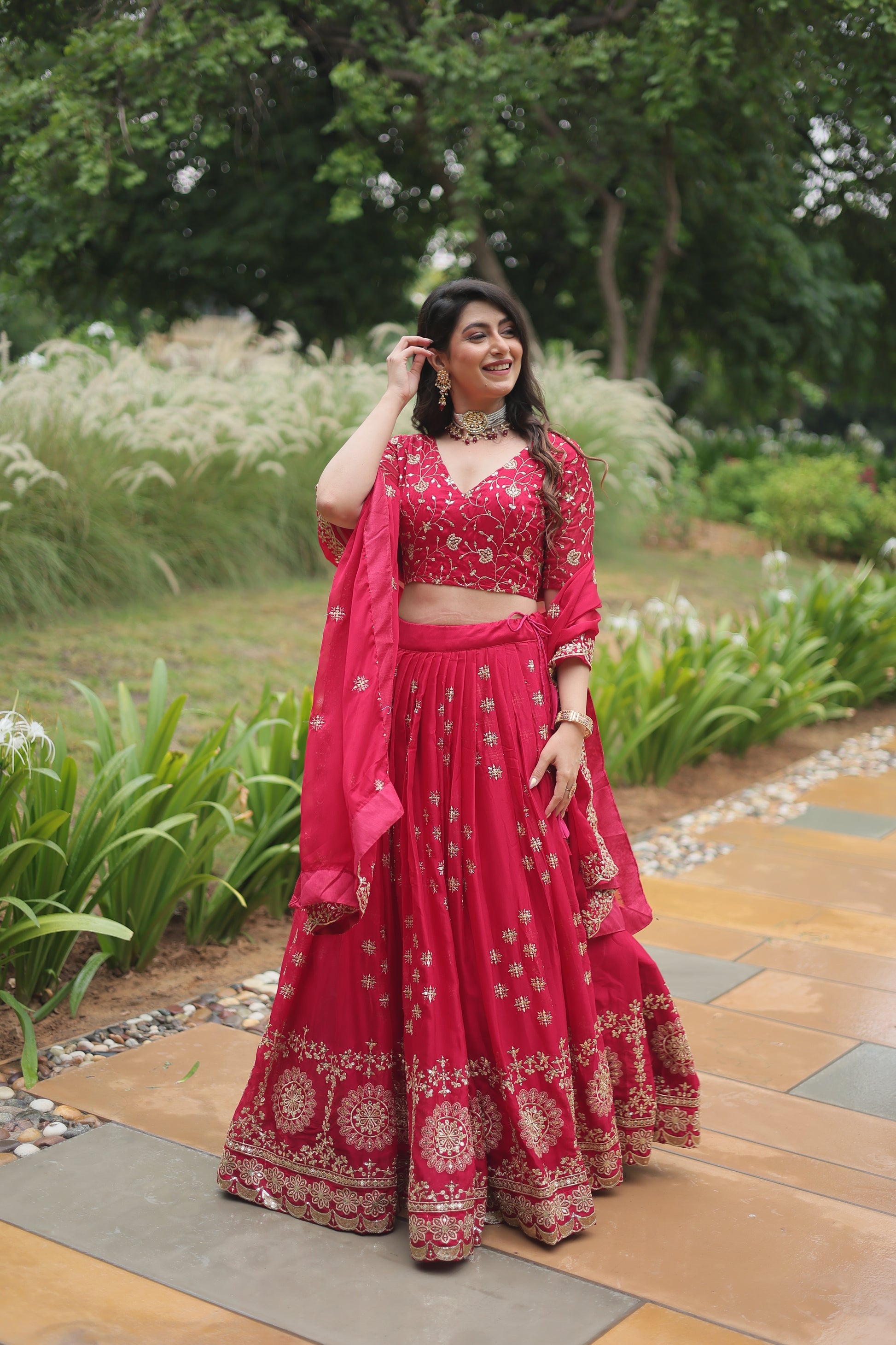 Sudiksha pink Rangoli silk embroidered lehenga set