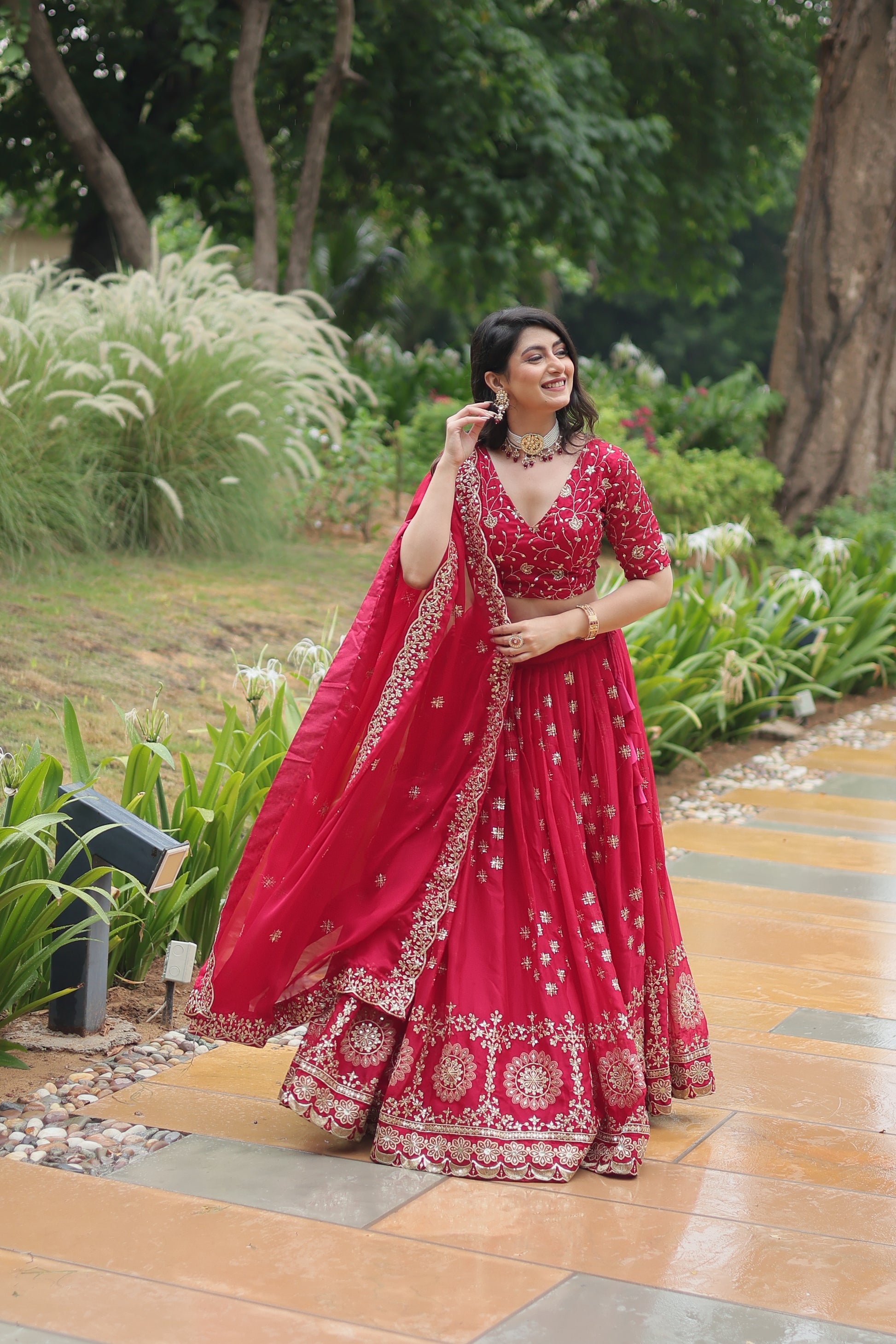 Sudiksha pink Rangoli silk embroidered lehenga set