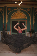 Black bandhani print georgette Taneesha designer gown