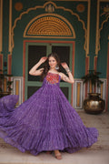 Purple bandhani print georgette Taneesha designer gown