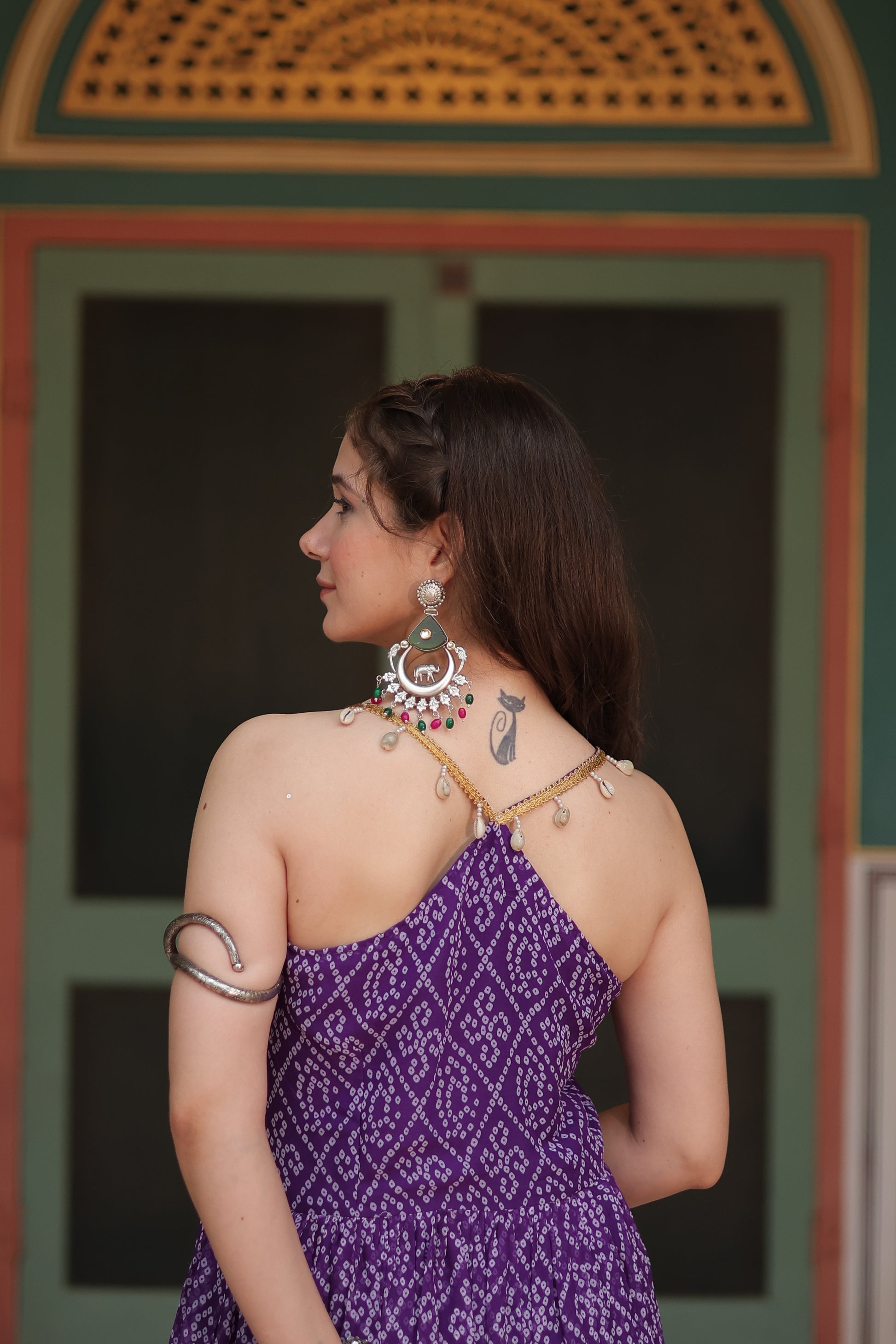 Purple bandhani print georgette Taneesha designer gown