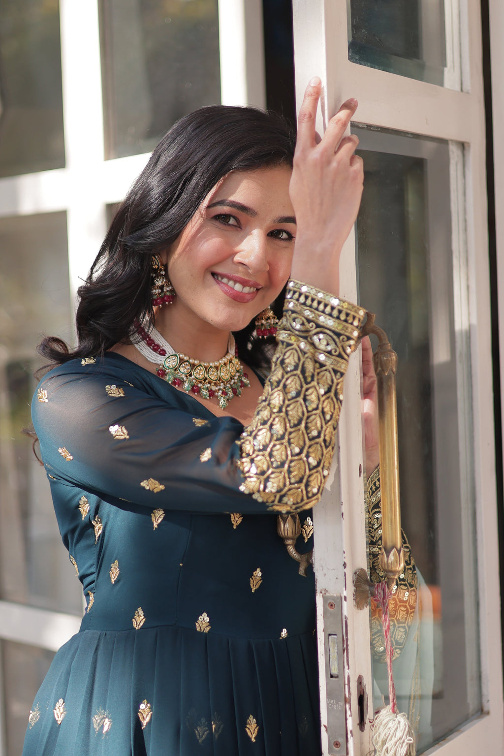 Tanvika Blue Georgette Embroidery Anarkali Gown Set