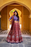 Rajeshwari maroon vaishali silk printed beads work lehenga choli set