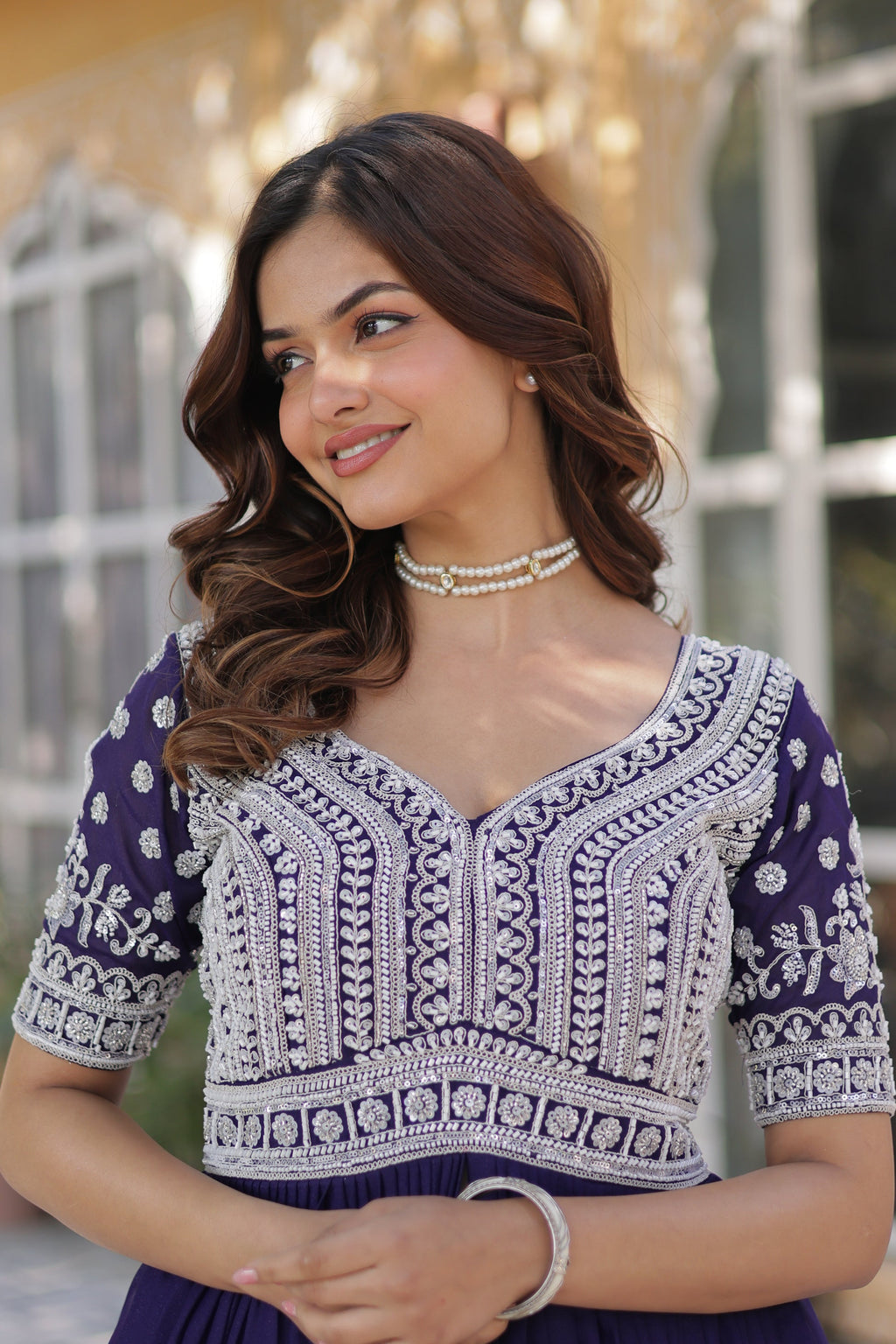  Umaira purple Indo-western kurti lehenga set featuring a slit-cut long embroidered kurti with bead and sequin work, paired with a fully stitched star georgette lehenga with cotton lining – ideal ethnic fusion outfit for weddings, festivals, and party wear in 2025.