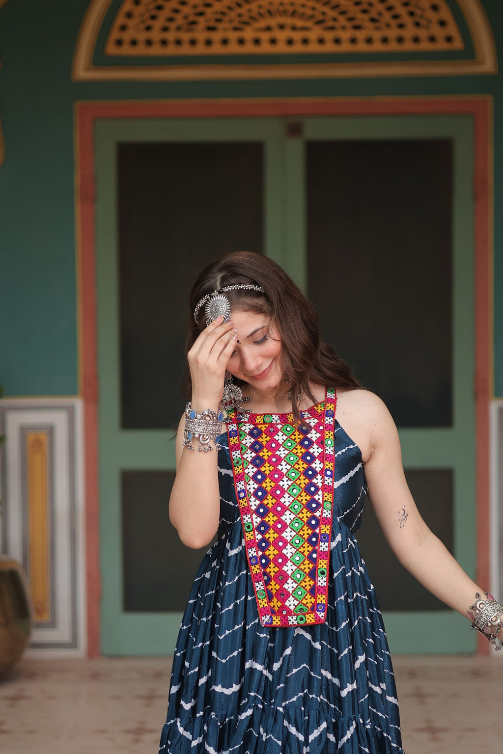 Rama leheriya print chinon Vandana designer sleeveless gown
