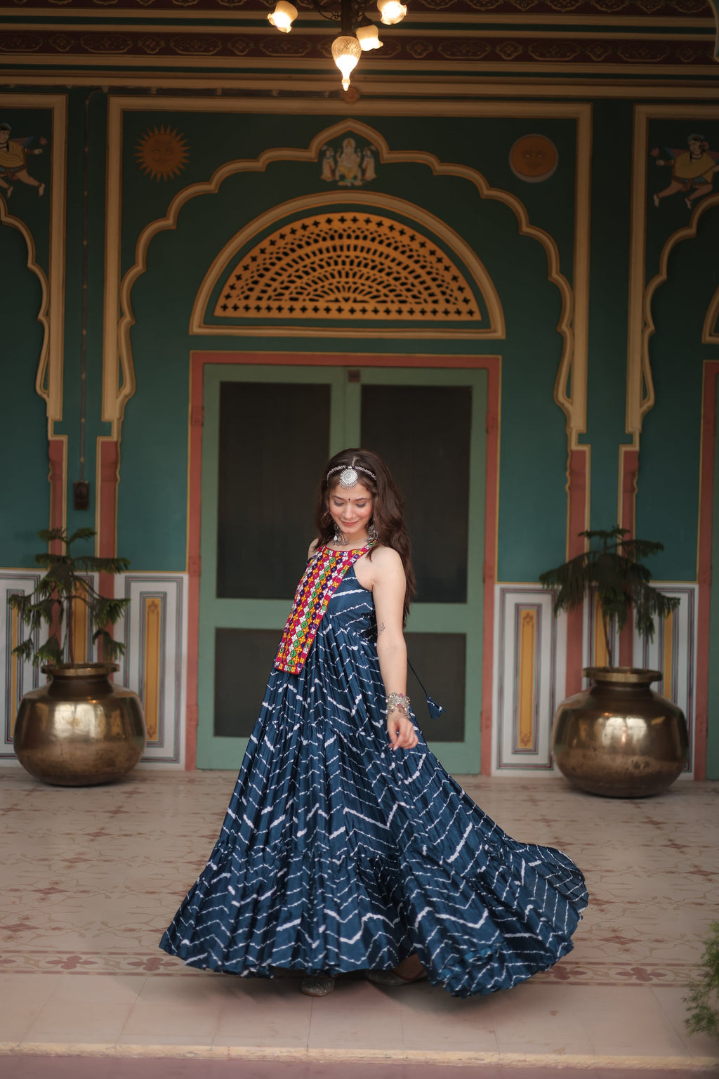 Rama leheriya print chinon Vandana designer sleeveless gown