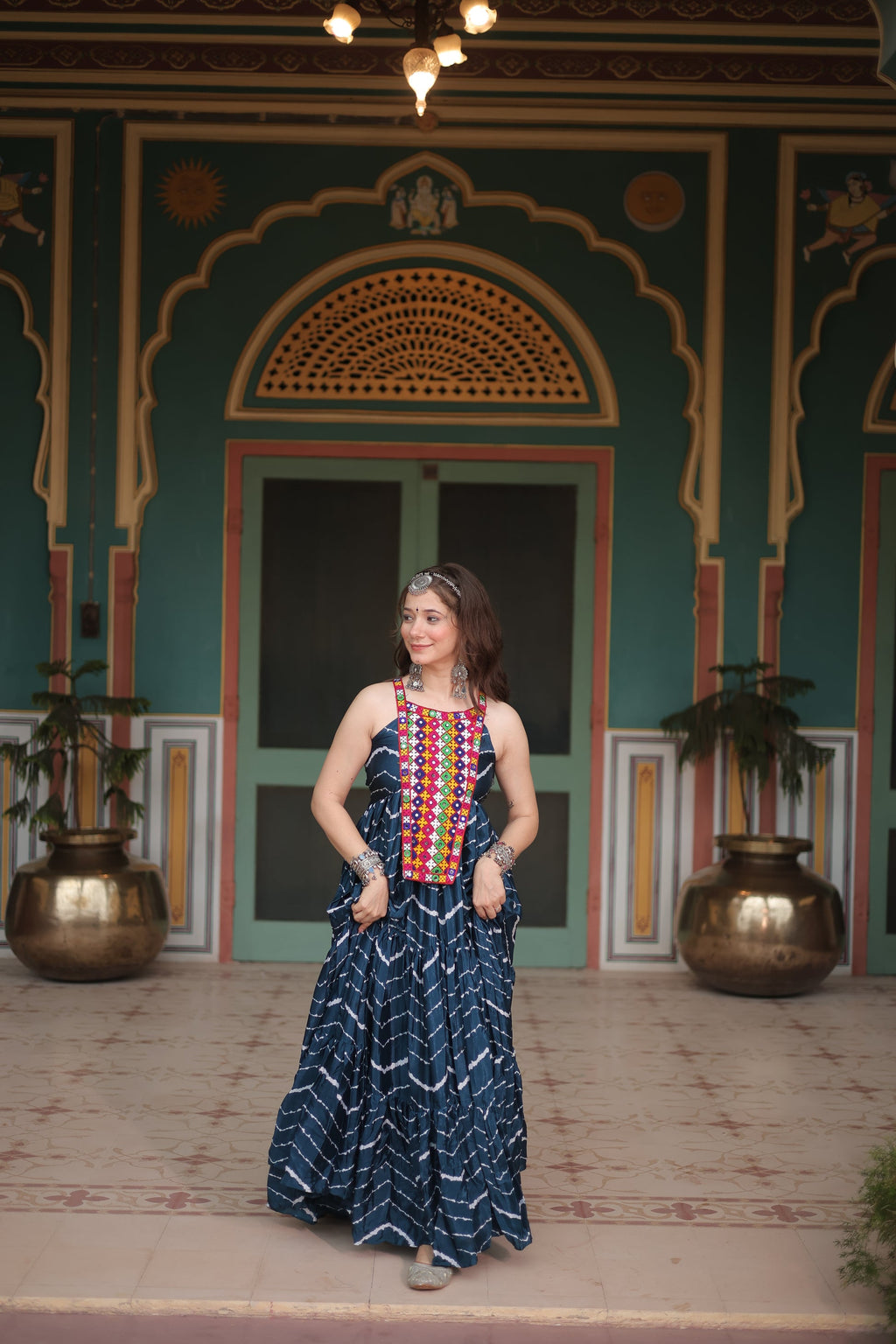 Rama leheriya print chinon Vandana designer sleeveless gown