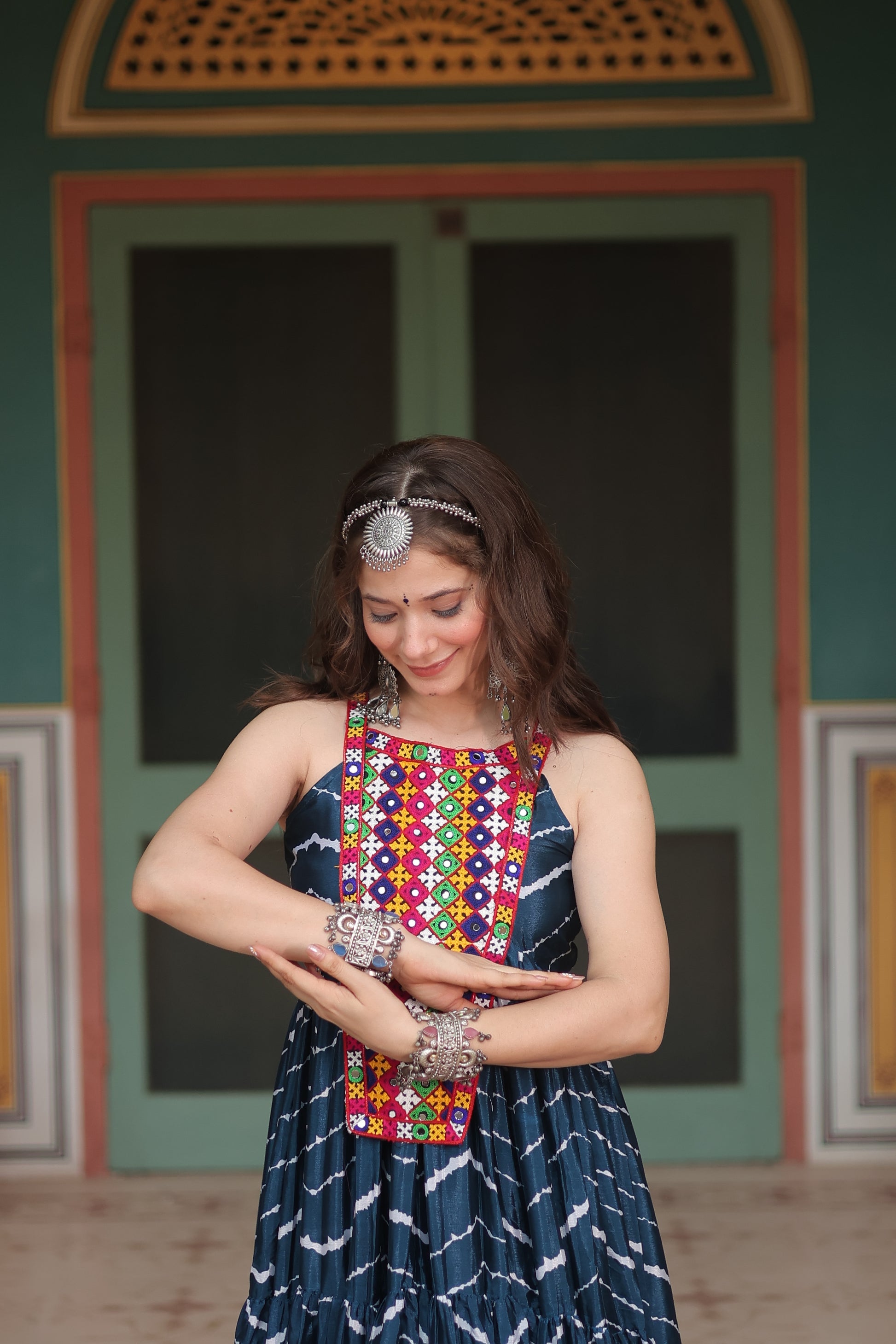 Rama leheriya print chinon Vandana designer sleeveless gown