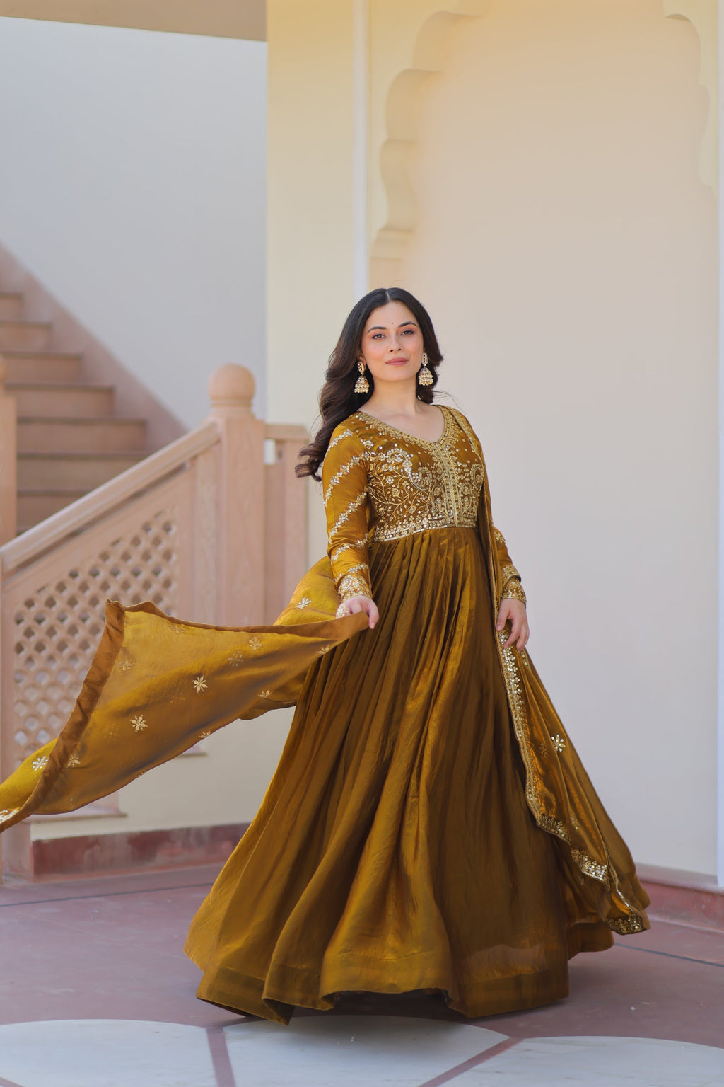 Shop this silk gown for women – a stunning designer gown for women, perfect as a party wear gown, wedding dress for women, or ethnic gown online.