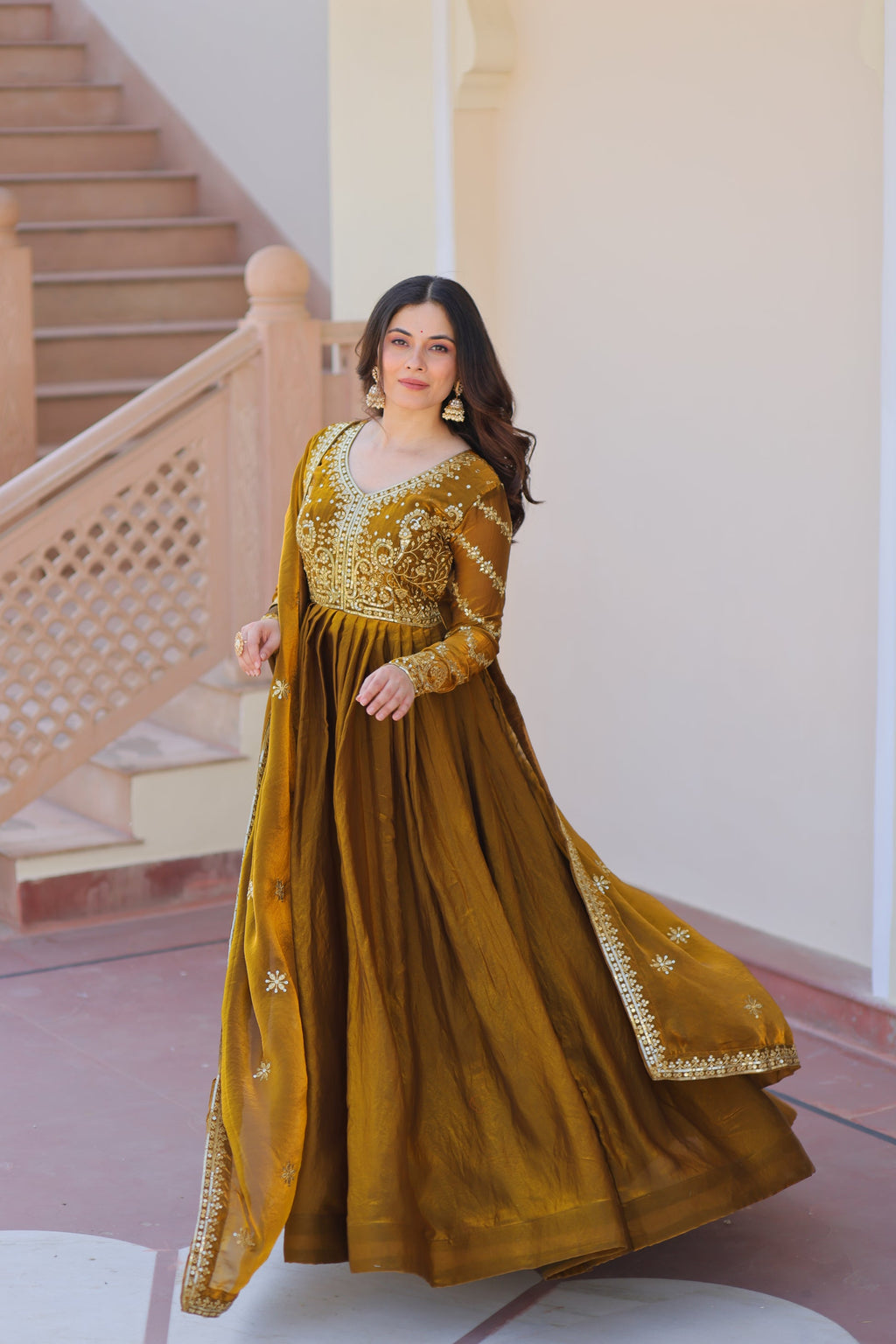 Shop this silk gown for women – a stunning designer gown for women, perfect as a party wear gown, wedding dress for women, or ethnic gown online.
