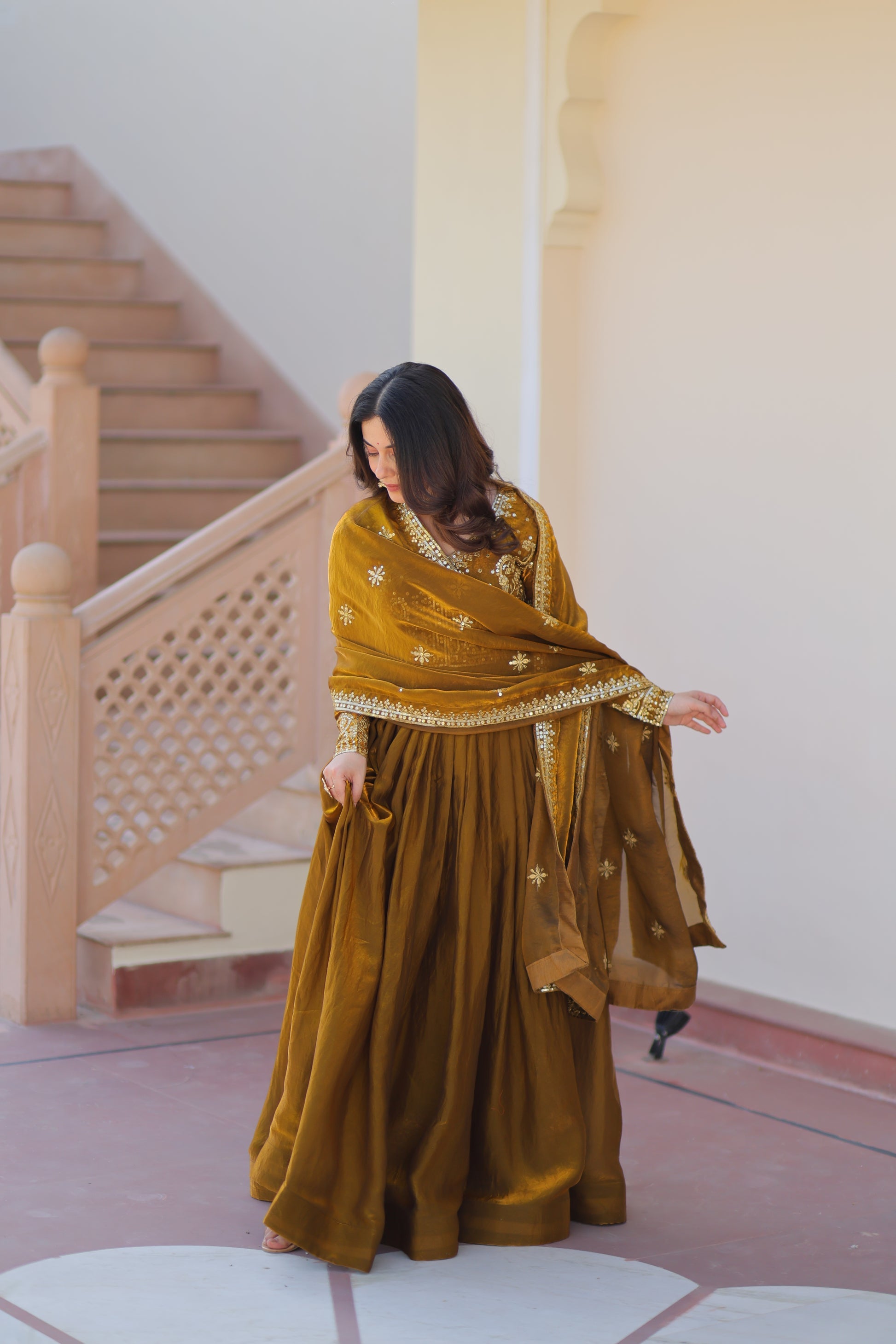 Shop this silk gown for women – a stunning designer gown for women, perfect as a party wear gown, wedding dress for women, or ethnic gown online.