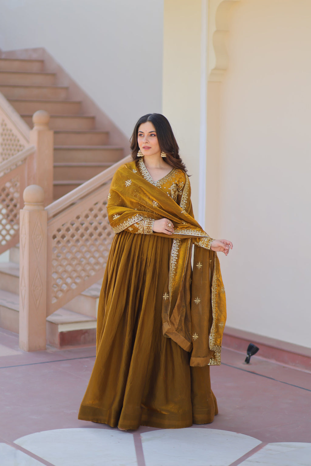 Shop this silk gown for women – a stunning designer gown for women, perfect as a party wear gown, wedding dress for women, or ethnic gown online.