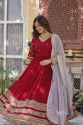 Varshini Red Embroidered Anarkali Gown Set