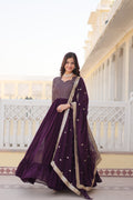 Vastavi purple georgette embroidered Anarkali gown set