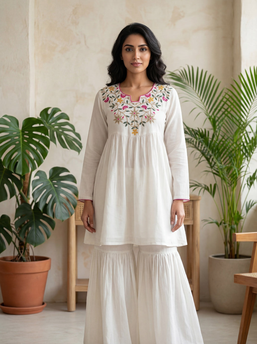 VICHHITRA SILK CO-ORD SET WITH THREAD SEQUINS EMBROIDERED WORK.