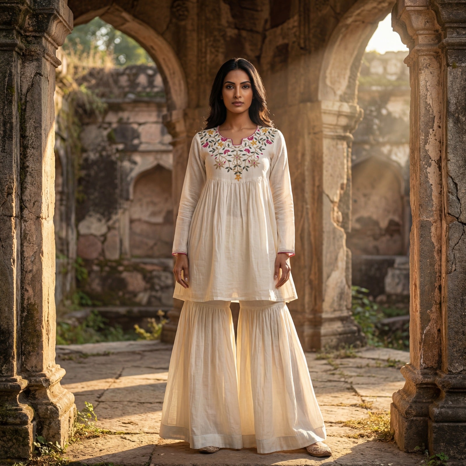 VICHHITRA SILK CO-ORD SET WITH THREAD SEQUINS EMBROIDERED WORK.