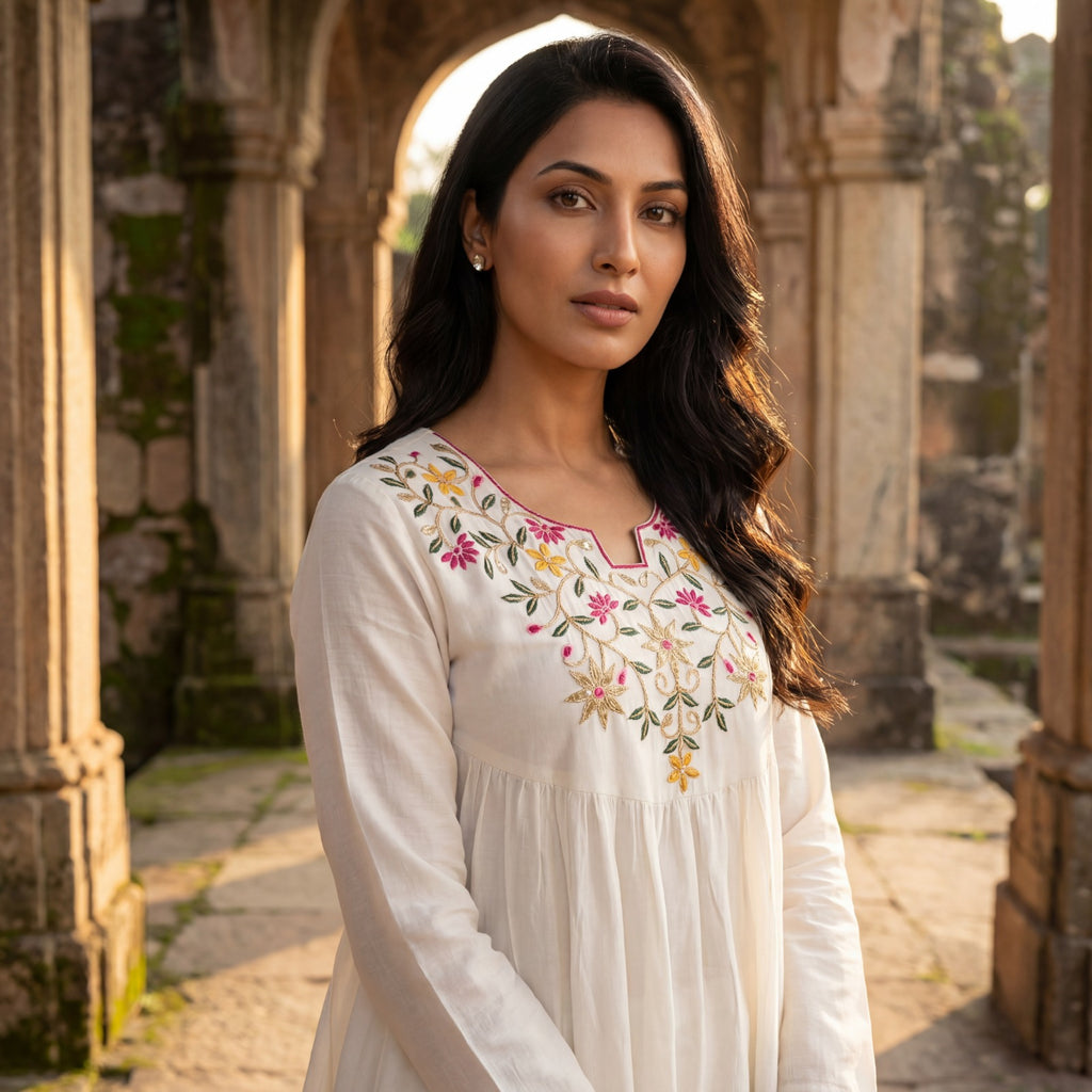 VICHHITRA SILK CO-ORD SET WITH THREAD SEQUINS EMBROIDERED WORK.